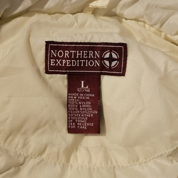 Northern Expedition Blue & Cream 50% Down Filled Puffer Vest Size L 12-14 - Picture 4 of 4